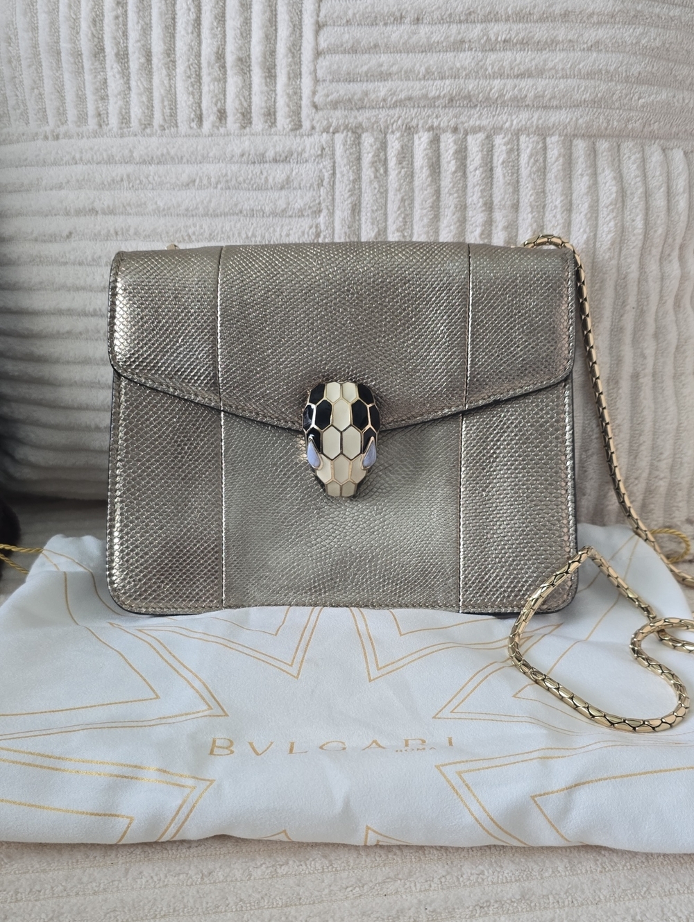 Bvlgari Serpenti Limited Edition Forever Bag in metallic leather.